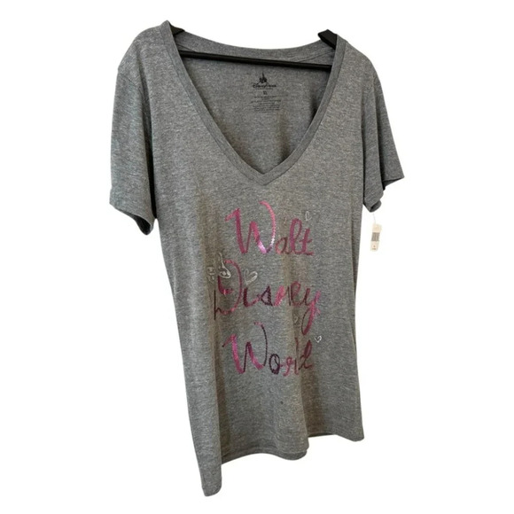 NWT Walt Disney World Butterfly Sequin Pink and Grey T Shirt Size XL - Picture 2 of 15